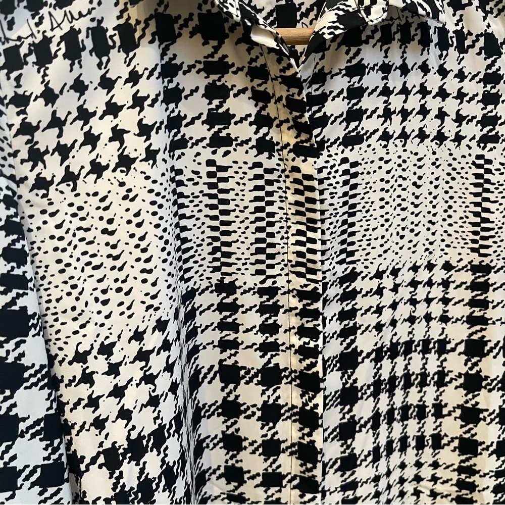 Richard Allan x H&M Patchwork Houndstooth‎ Button-Front Shirt | Size US 2 - Picture 8 of 12